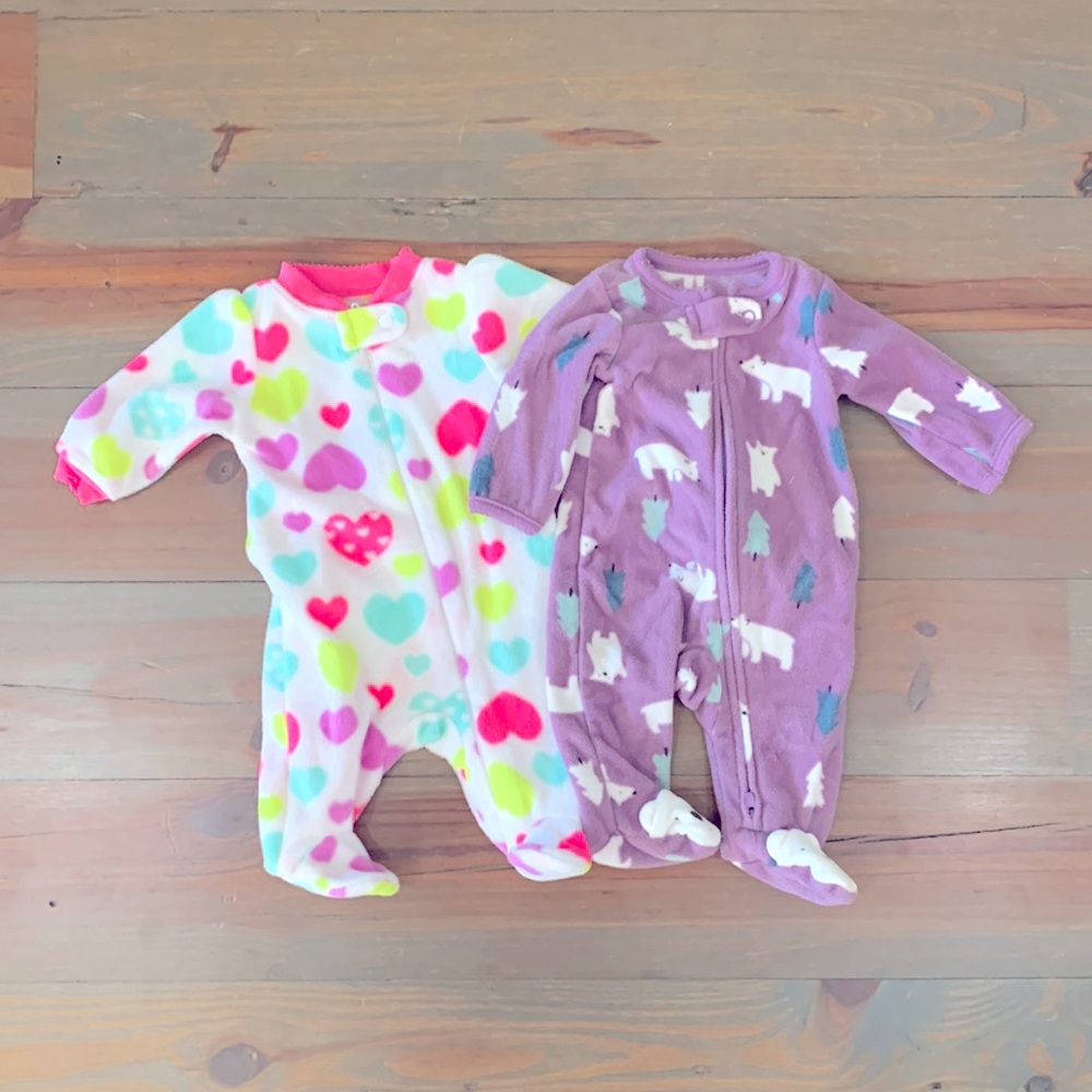 **5 for $30** — Set of Two Fleece Footie Pajamas